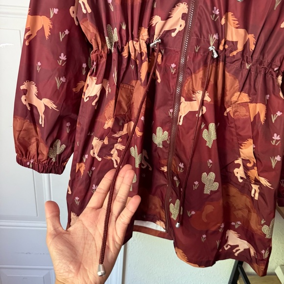 NWT PRINCESS HIGHWAY burgundy red cactus western horse printed windbreaker rain - Picture 2 of 8
